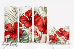 Tropical Flowers Skinny Tumbler Sublimation Summer Tumbler 