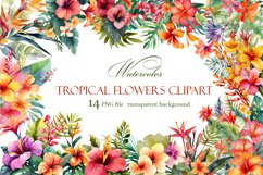 Tropical Flowers Watercolor Sublimation Clipart Product Image 1