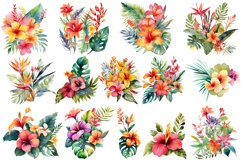 Tropical Flowers Watercolor Sublimation Clipart Product Image 2