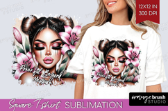 Floral Girl Square Tshirt Background - Tropical Flowers PNG Product Image 1