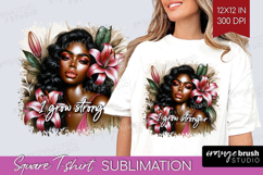 Floral Girl Square Tshirt Background - Tropical Flowers PNG Product Image 1