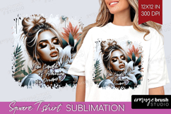 Floral Girl Square Tshirt Background - Tropical Flowers PNG Product Image 1