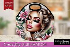 Floral Girl Lunch Bag - Tropical Flowers Lunch Bug PNG Product Image 1