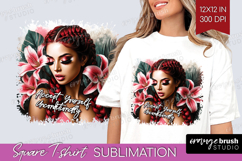 Floral Girl Square Tshirt Background - Tropical Flowers PNG Product Image 1