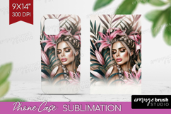 Floral Girl Phone Case PNG - Tropical Flowers Case PNG Product Image 1
