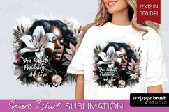 Floral Girl Square Tshirt Background - Tropical Flowers PNG Product Image 1