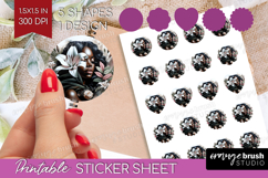 Floral Girl Round Sticker - Tropical Flowers Printable Sheet Product Image 1