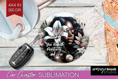 Floral Girl Car Coaster - Tropical Flowers Coaster PNG Product Image 1