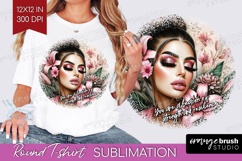 Floral Girl Round Tshirt Background - Tropical Flowers PNG Product Image 1