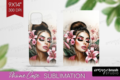 Floral Girl Phone Case PNG - Tropical Flowers Case PNG Product Image 1