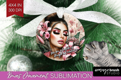 Floral Girl Ornament PNG - Tropical Flowers PNG Sublimation Product Image 1