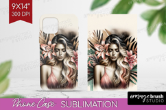 Floral Girl Phone Case PNG - Tropical Flowers Case PNG Product Image 1