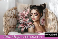 Daily Affirmations Pillow Cover, Floral Pillow Sublimation Product Image 1