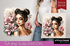 Floral Girl Tote Bag - Tropical Flowers Tote Bag PNG Product Image 1