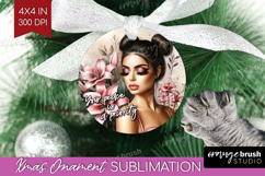 Floral Girl Ornament PNG - Tropical Flowers PNG Sublimation Product Image 1