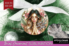 Floral Girl Ornament PNG - Tropical Flowers PNG Sublimation Product Image 1