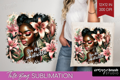 Floral Girl Tote Bag - Tropical Flowers Tote Bag PNG Product Image 1
