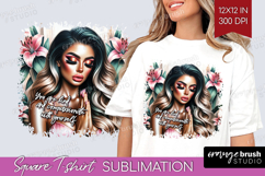 Floral Girl Square Tshirt Background - Tropical Flowers PNG Product Image 1