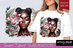 Floral Girl Square Tshirt Background - Tropical Flowers PNG Product Image 1