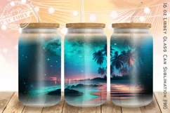 Sunset can glass wrap, beach libbey can glass design Product Image 1