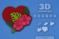 Tropical Heart Layered Laser Cut Product Image 2