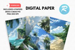 Tropical Island Digital Paper, Tropical Background Product Image 1