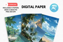 Tropical Island Digital Paper, Tropical Background Product Image 1
