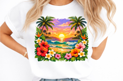 Tropical Island Sunset Beach Scene PNG Product Image 2