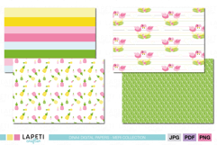 Pink flamingo digital paper for scrapbook and journaling