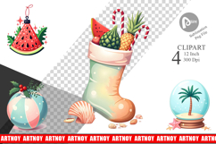 Tropical July Christmas Clipart Product Image 1