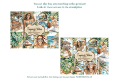 GlamArtZhanna, tropical journal kit, beach collage sheet, african american, woman scrapbook, exotic download, hawaii journal, coastal printable, monstera leaves, hula girls, summer digital, ocean ephemera, junk journal, tropical paper