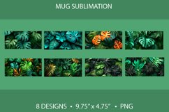 Tropical Leaves 3D Mug Wrap Sublimation PNG Product Image 2