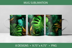 Tropical Leaves 3D Mug Wrap Sublimation PNG Product Image 1