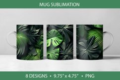 Tropical Leaves 3D Mug Wrap Sublimation PNG Product Image 8