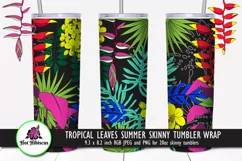 tropical leaves skinny tumbler wrap