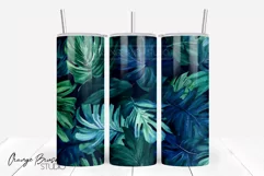 Tropical Leaves Summer Tumbler Wrap PNG Sublimation