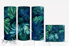 Tropical Leaves Summer Tumbler Wrap PNG Sublimation