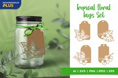 Hibiscus Flowers and Tropical Leaves Papercut Gift Tag Set Product Image 1