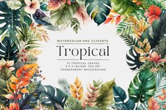 Tropical Leaves Watercolor Clipart Product Image 1