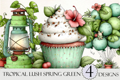 Tropical Lush Spring Green Birthday Clipart Product Image 1