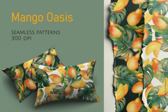 Tropical Mango &amp; Monstera Seamless Pattern Set Product Image 1