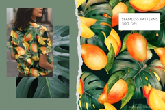 Tropical Mango &amp; Monstera Seamless Pattern Set Product Image 2