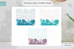 tropical monstera print with leopard print for 25 oz glass can tumbler sublimation