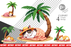 Tropical Nap Cat Clipart Product Image 1