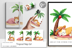 Digital Paper Tropical Nap Cat Product Image 1