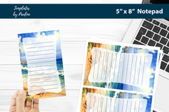Seashore printable notepad template, Digital memo pad Product Image 1