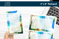 Sunny ocean printable notepad template, Digital memo pad Product Image 1