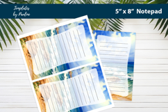 Seashore printable notepad template, Digital memo pad Product Image 2