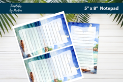 Sunny ocean printable notepad template, Digital memo pad Product Image 2