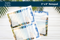 Summer Beach printable notepad template, Digital memo pad Product Image 2
